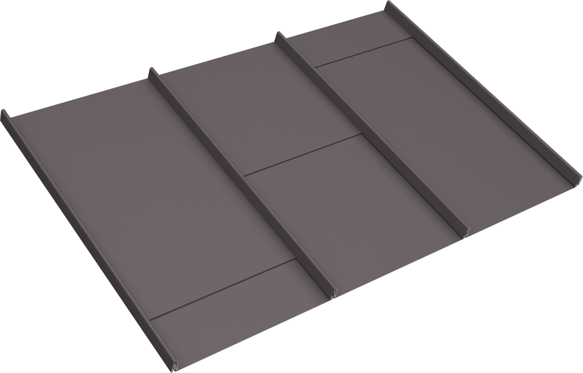 1 - Shingle Cladding_12in_Flat_Narrow_Batten_Zinc Gray_3 Panel_Angled