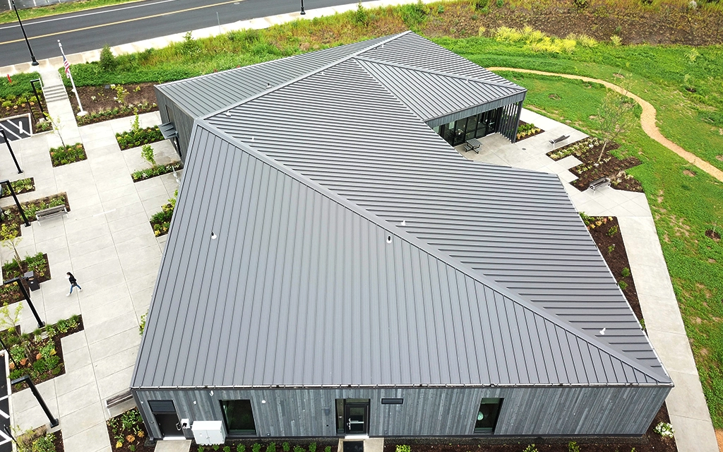 woodland_community-library-1 The Woodland Community Library in Woodland Washington features AEP Span's Span-Lok hp 16" Striated in a Midnight Bronze roof.
