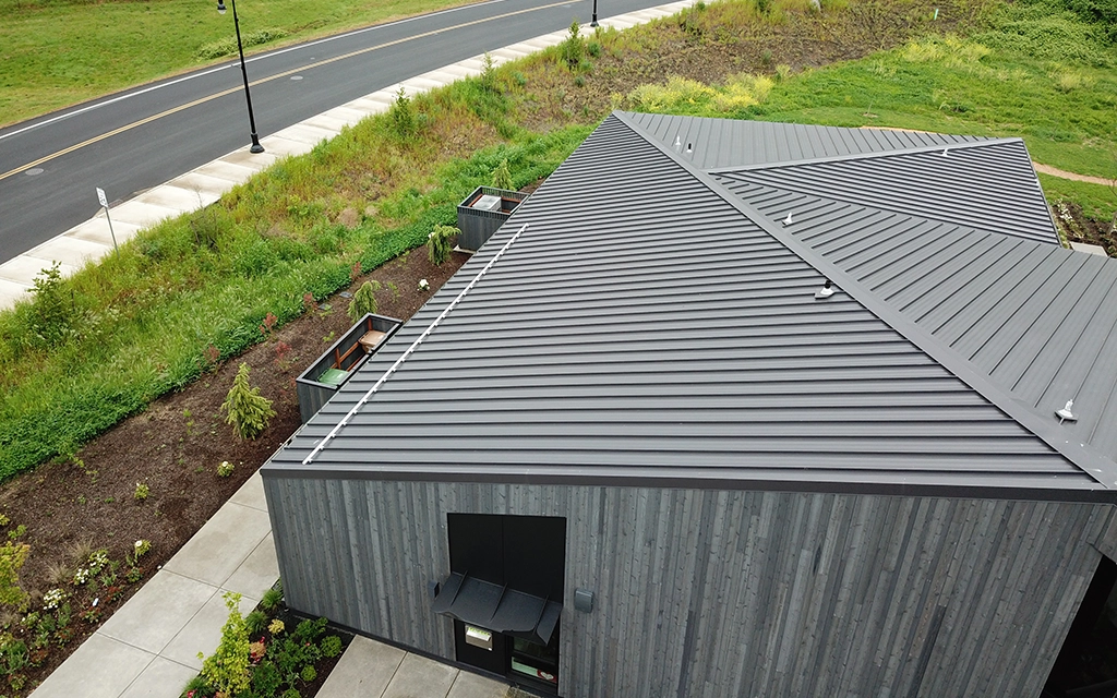 woodland_community-library-3 The Woodland Community Library in Woodland Washington features AEP Span's Span-Lok hp 16" Striated in a Midnight Bronze roof.