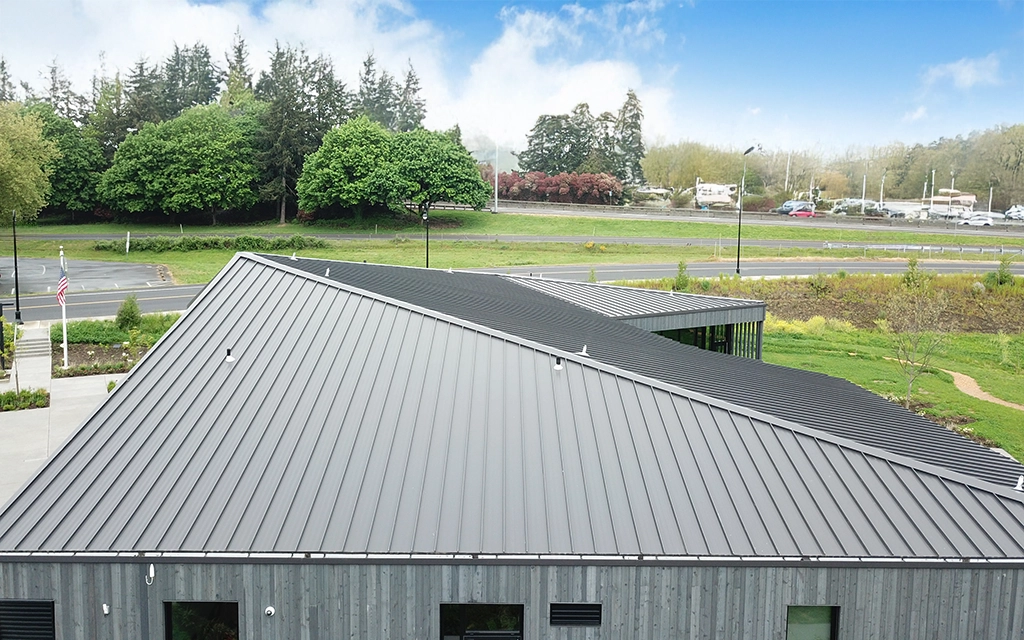 woodland_community-library-6 The Woodland Community Library in Woodland Washington features AEP Span's Span-Lok hp 16" Striated in a Midnight Bronze roof.